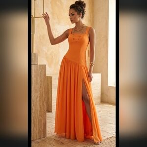 NWT Elegant Orange Maxi Dress